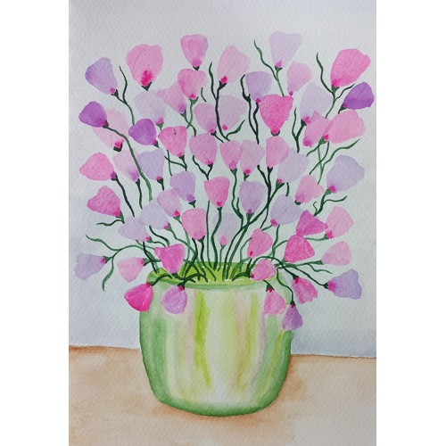 Sweet Peas in a Green Vase